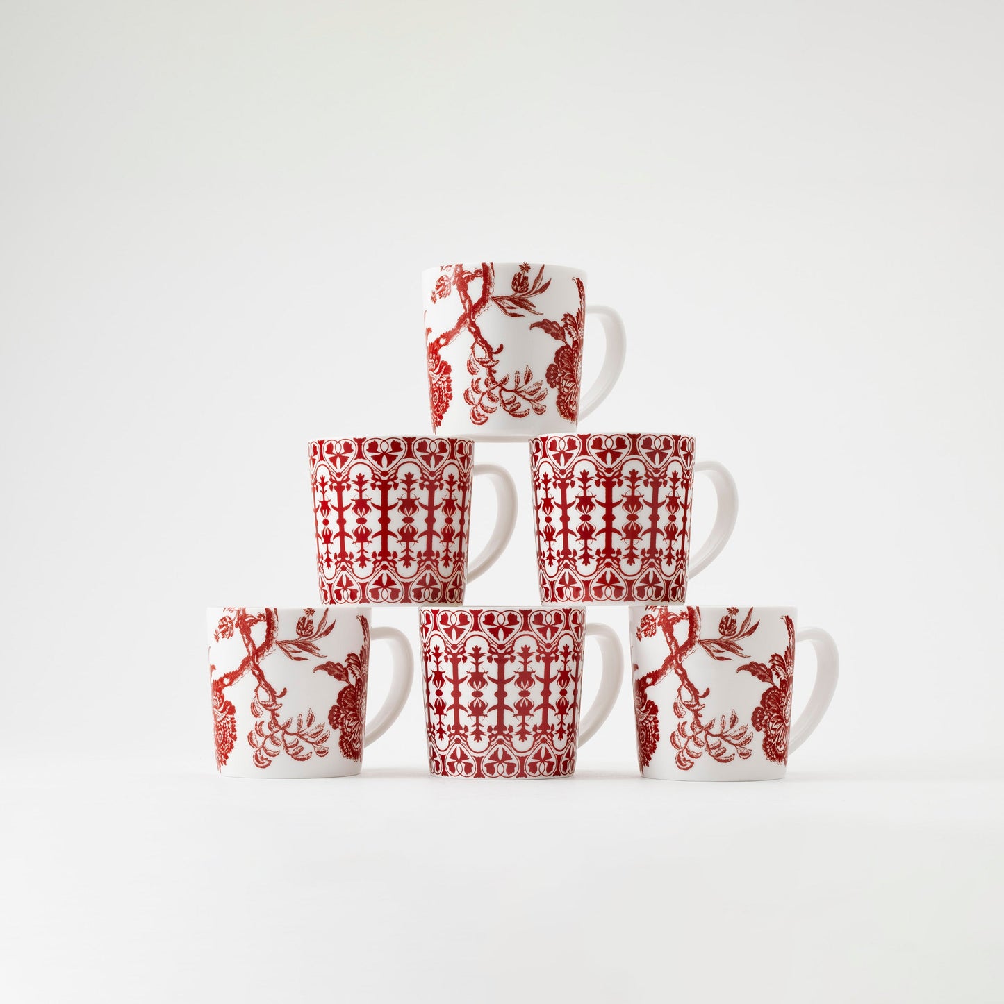 Crimson Duo Set Of 6 Mugs