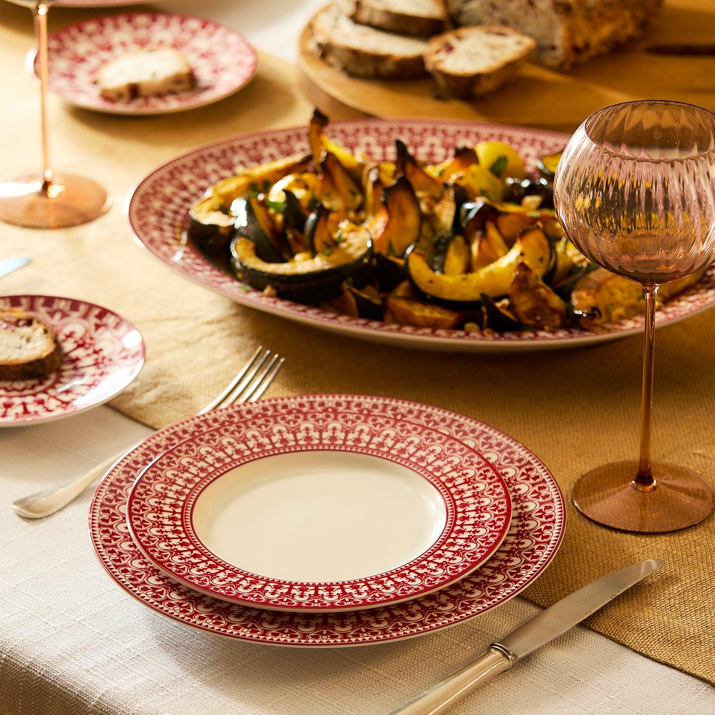 Casablanca Crimson Rimmed Dinner Plate