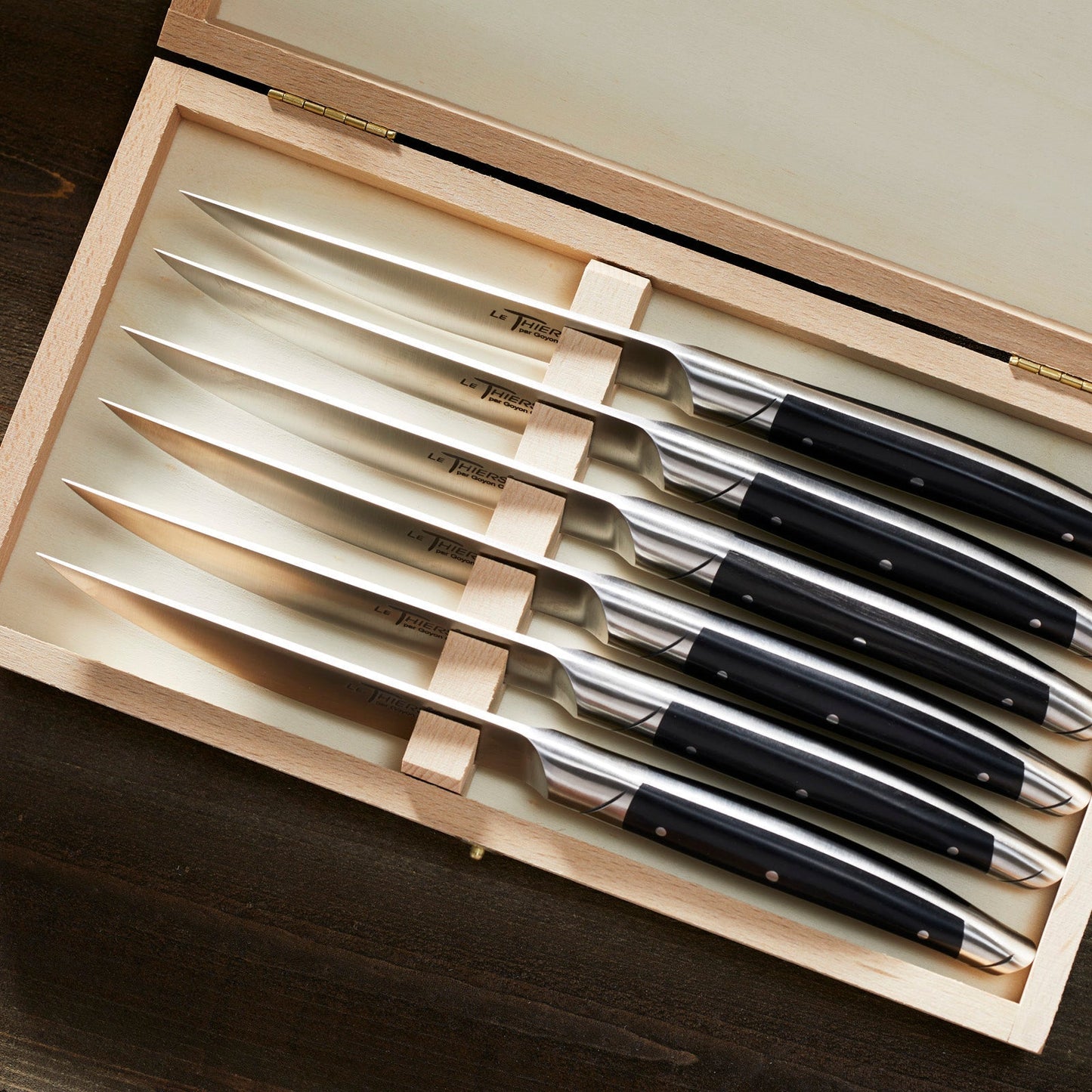 Goyon-Chazeau Black Paperstone Steak Knives Boxed Set/6