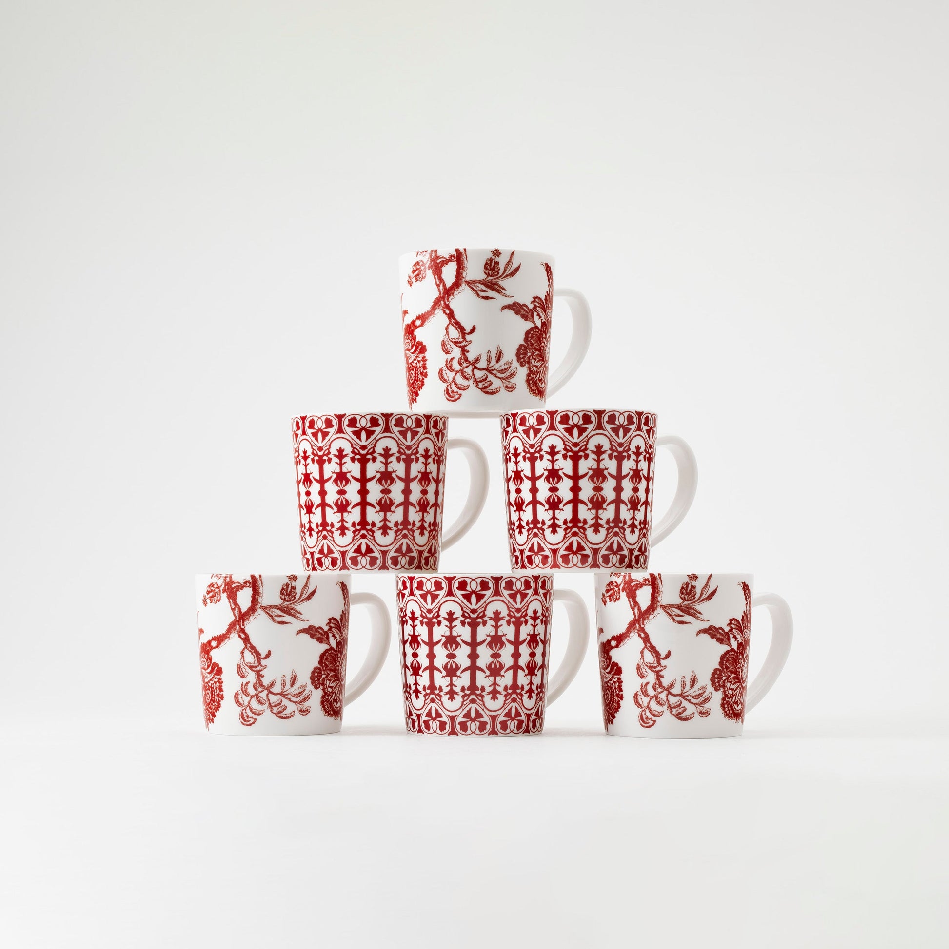  Crimson Duo Set Of 6 Mugs