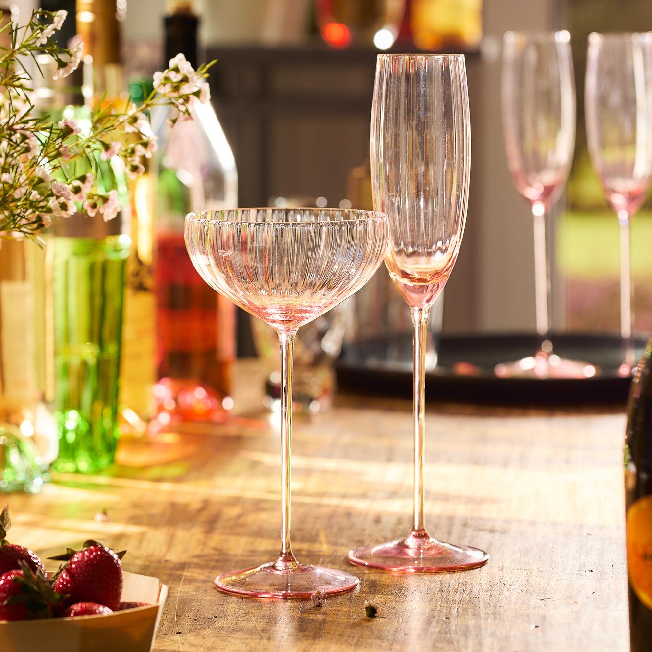  Quinn Rose Champagne Flute Glasses