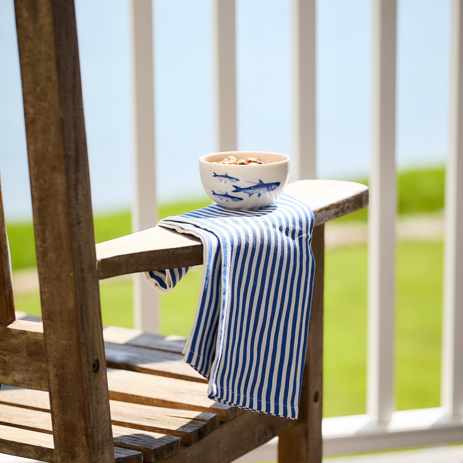  Pinstripe Dinner Napkins In Blue Set/4