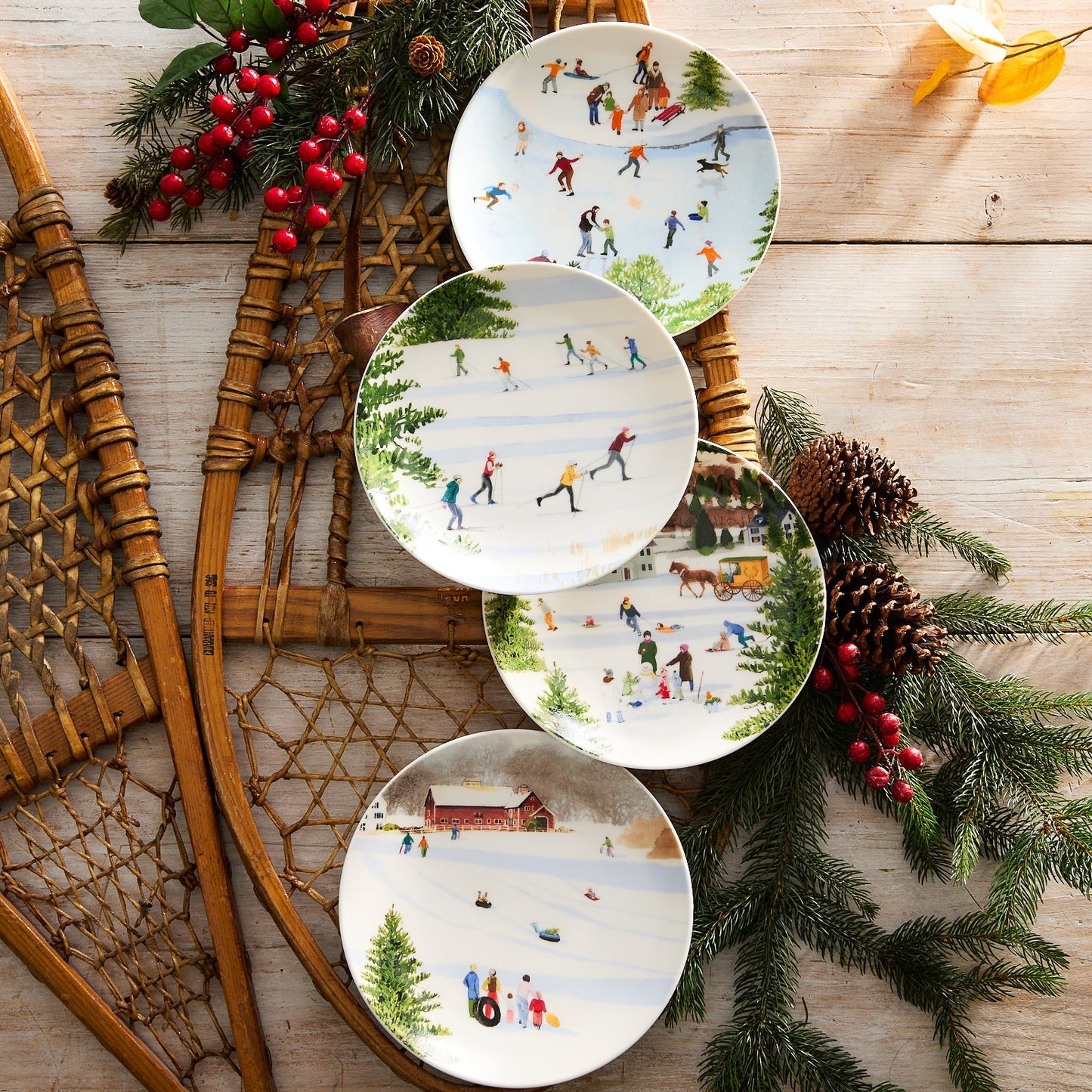  Caskata X Felix Doolittle Winter Wonderland Plates, Set Of 4