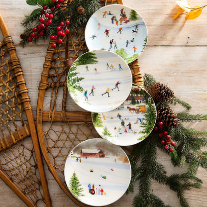  Caskata X Felix Doolittle Winter Wonderland Plates, Set Of 4