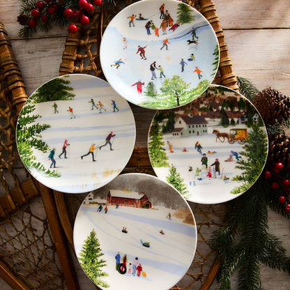  Caskata X Felix Doolittle Winter Wonderland Plates, Set Of 4