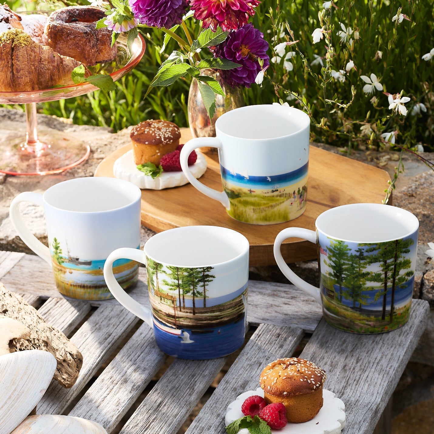  Caskata X Felix Doolittle By The Sea Mugs, Set Of 4