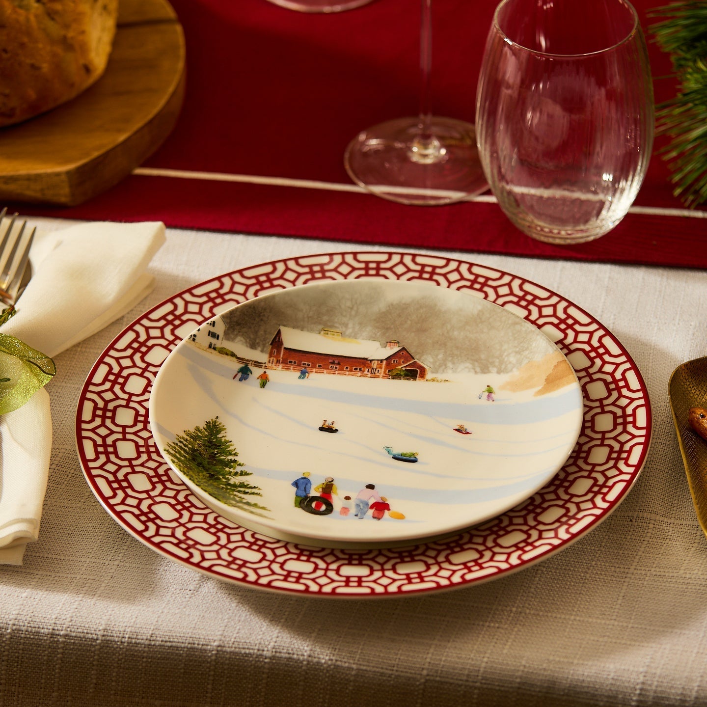  Caskata X Felix Doolittle Winter Wonderland Plates, Set Of 4