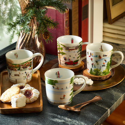  Caskata X Felix Doolittle Winter Wonderland Mugs, Set Of 4