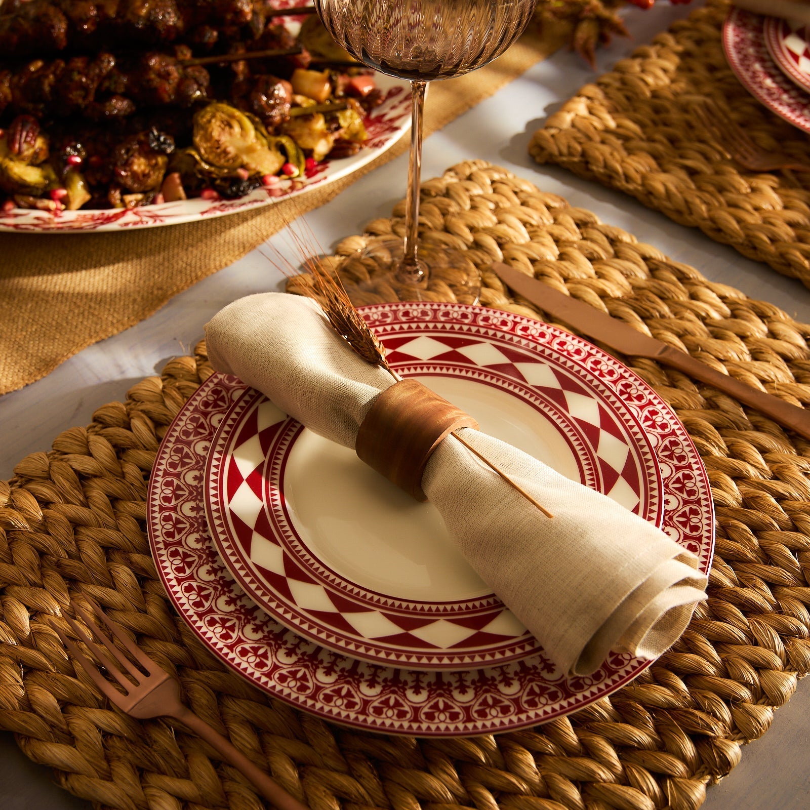  Fez Crimson Rimmed Salad Plate