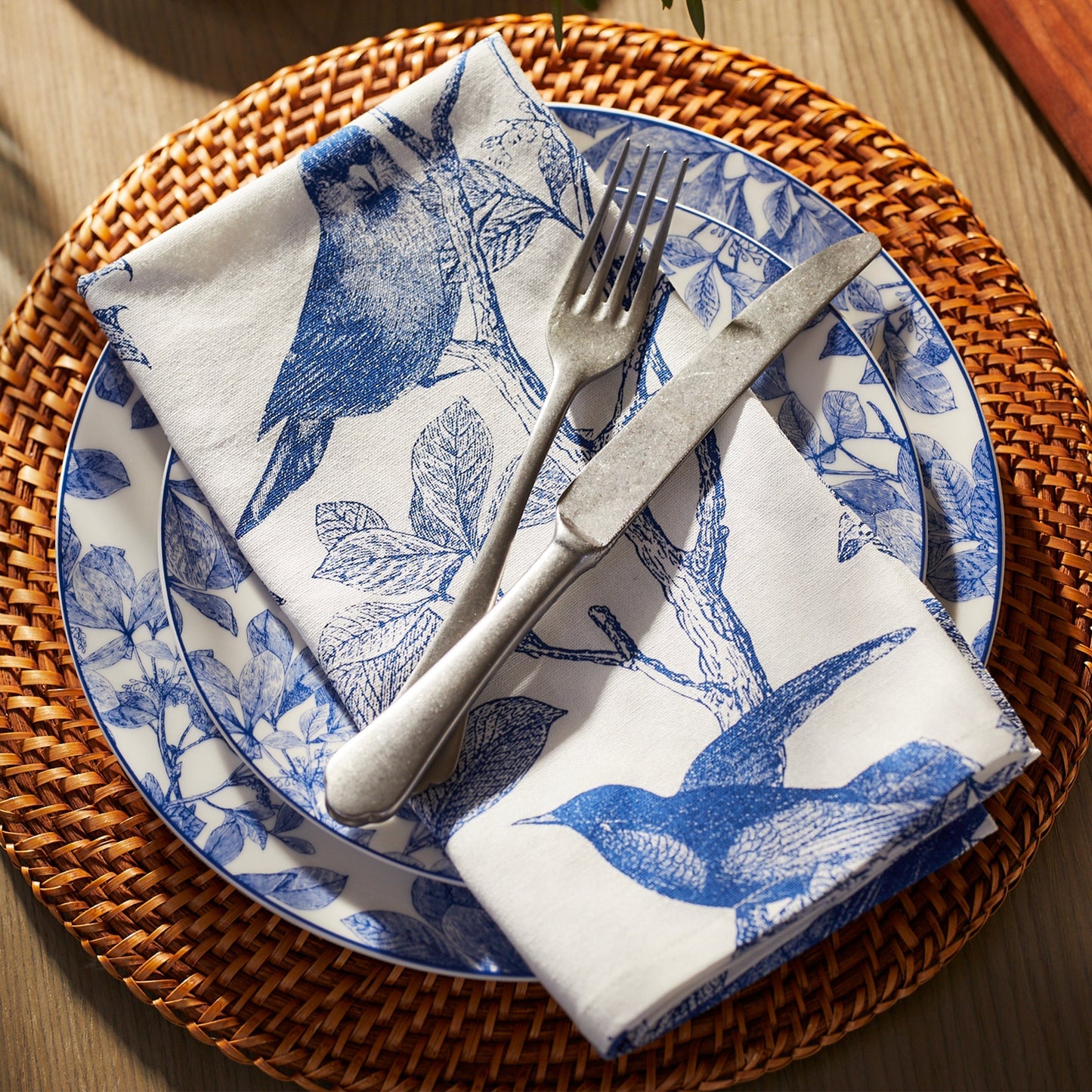  Arbor Birds Blue Dinner Napkins