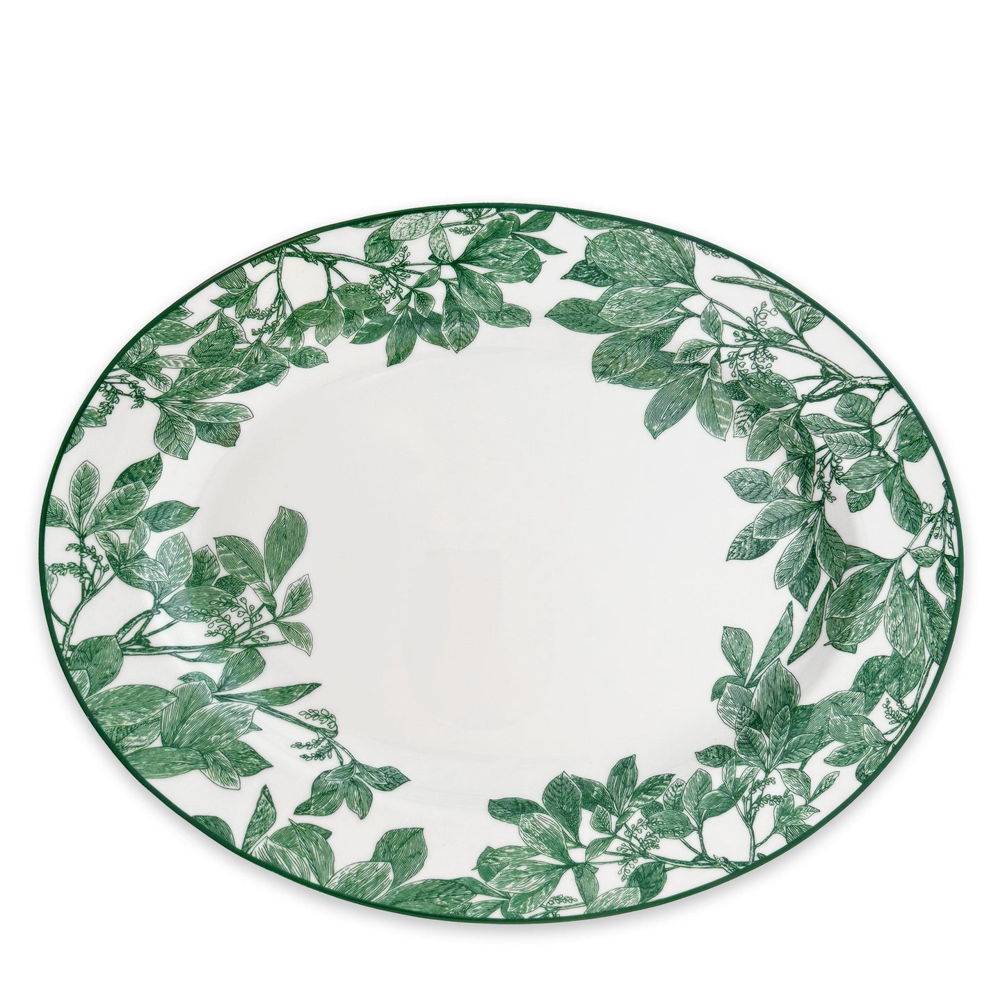  Arbor Green Oval Rimmed Platter