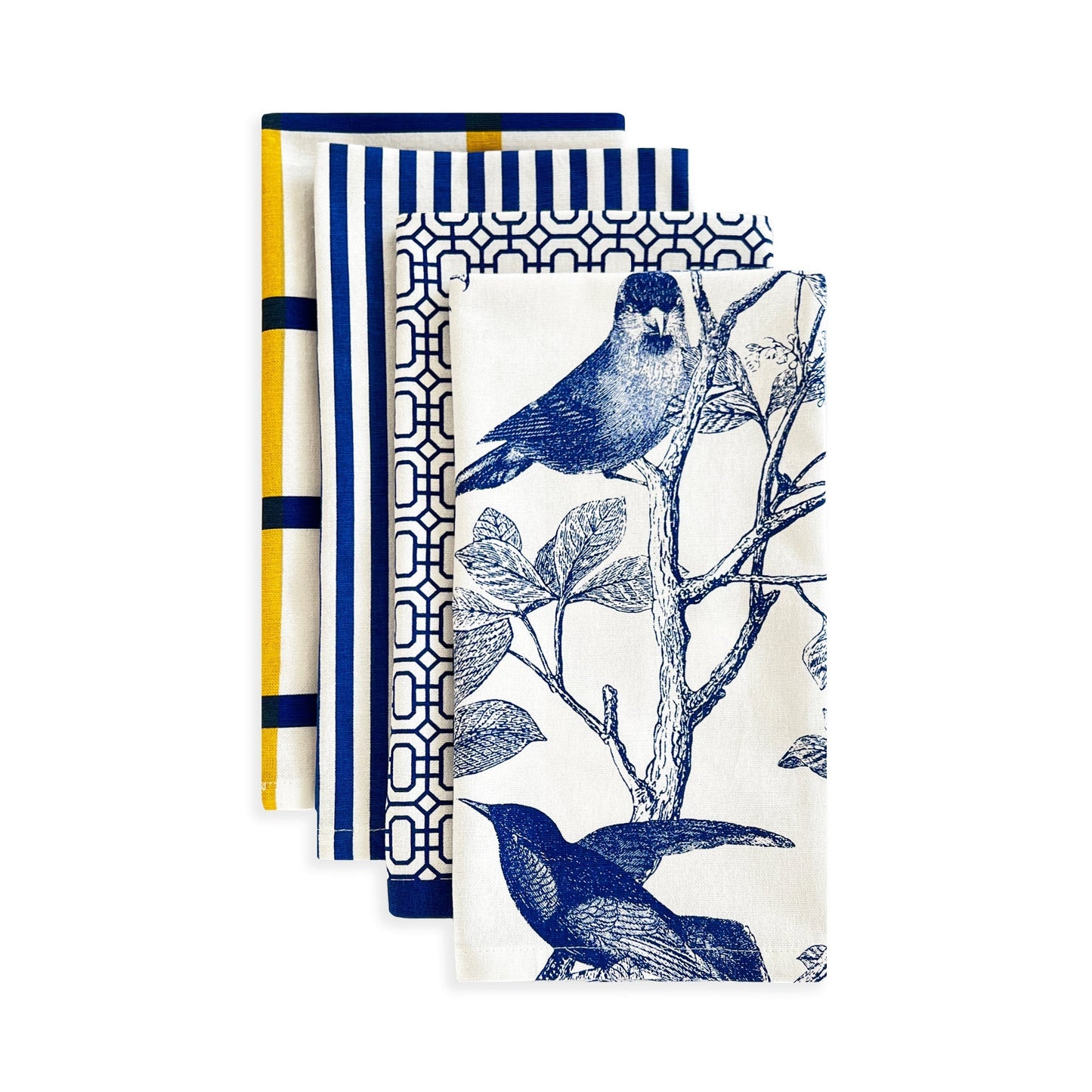  Pinstripe Dinner Napkins In Blue Set/4