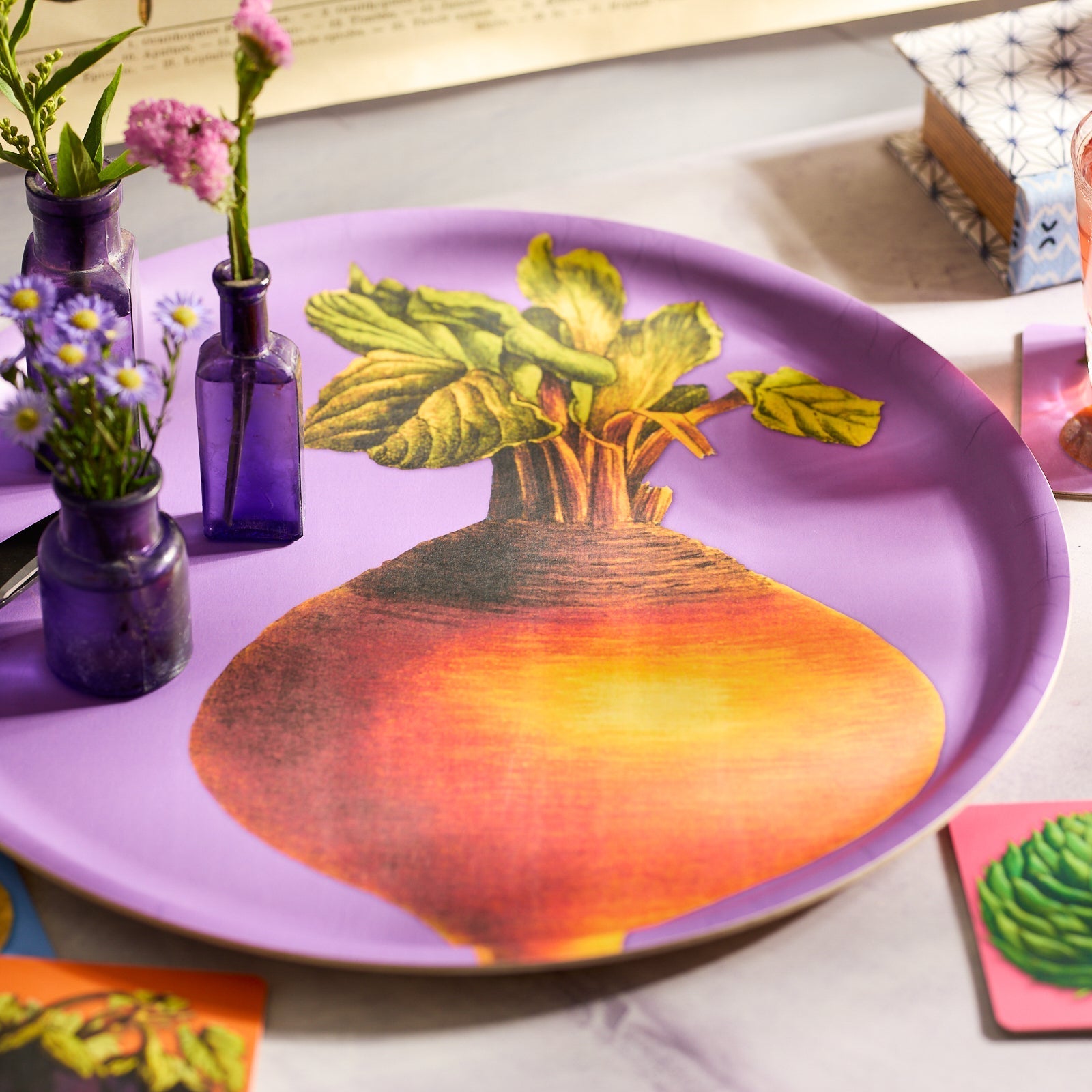  Golden Beet Large Round Birchwood Tray
