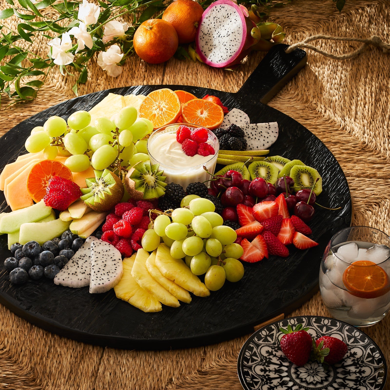  Black & Natural Round Charcuterie Big Board
