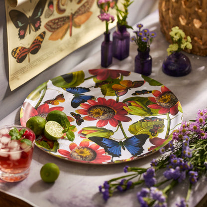  Butterflies Large Round Birchwood Tray
