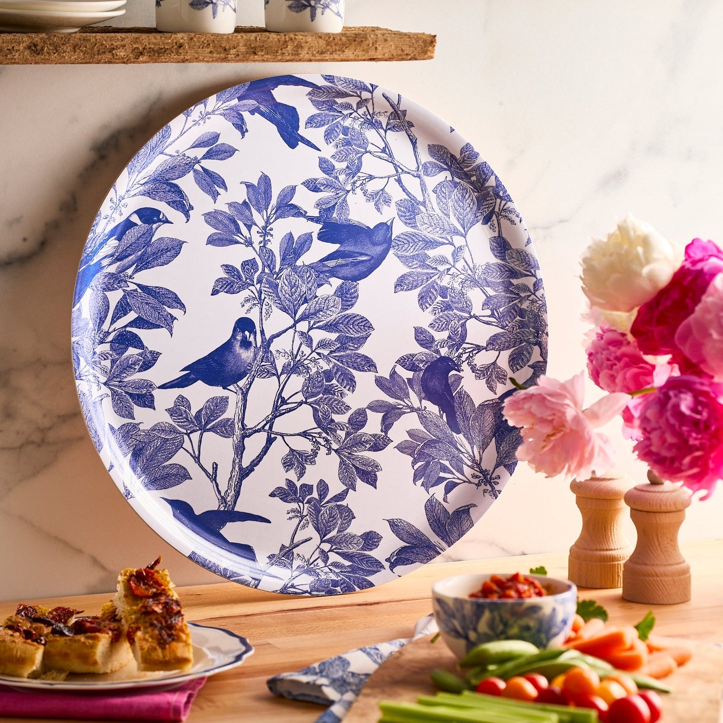  Arbor Large Round Birchwood Tray