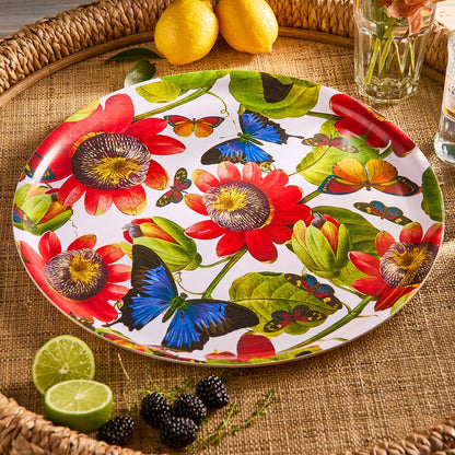  Butterflies Large Round Birchwood Tray