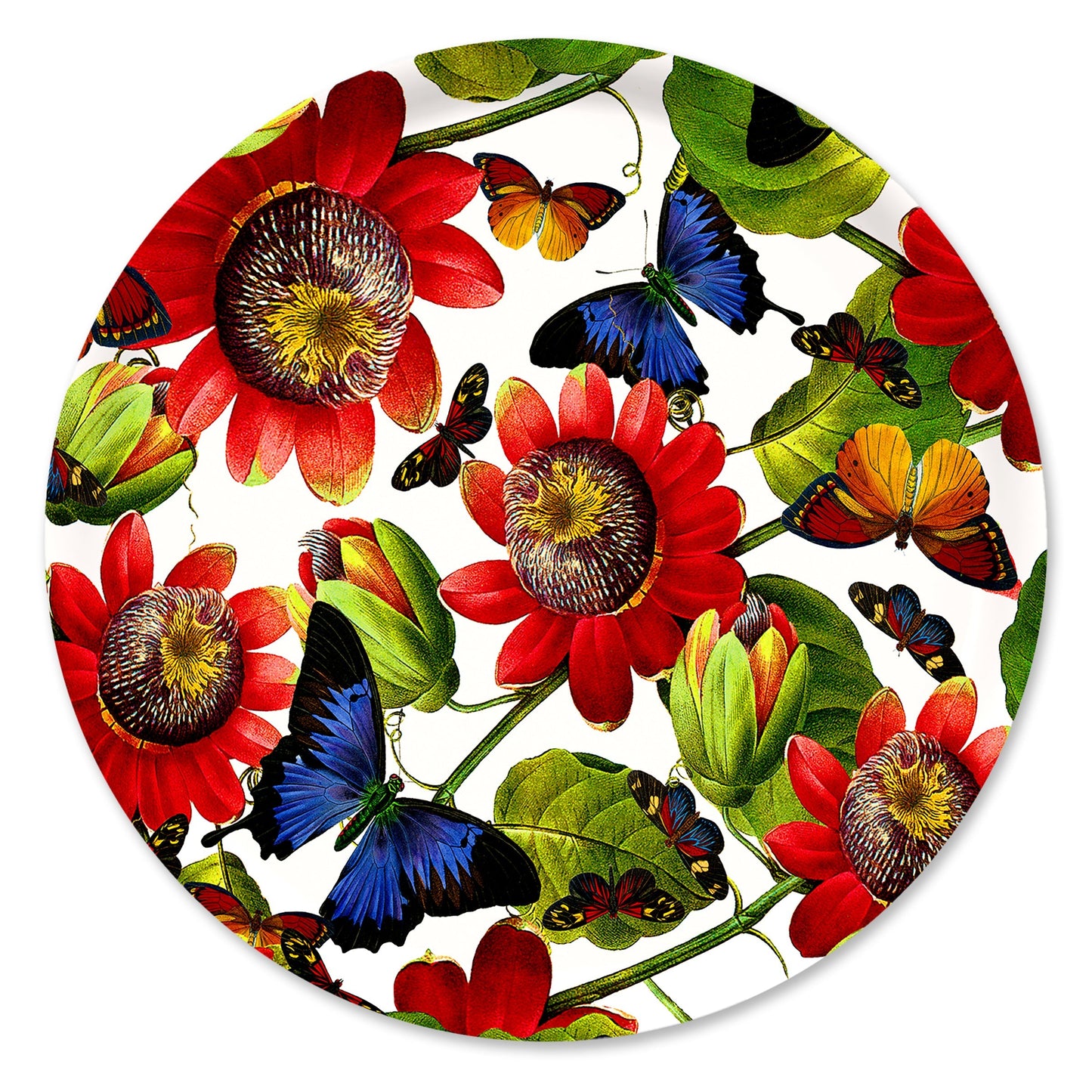  Butterflies Large Round Birchwood Tray