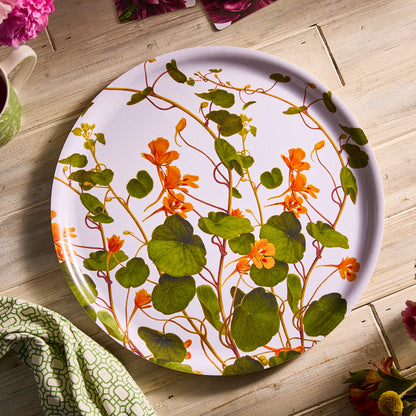  Nasturtiums Large Round Birchwood Tray
