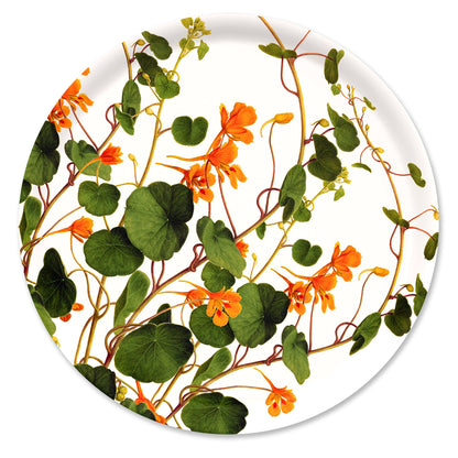  Nasturtiums Large Round Birchwood Tray