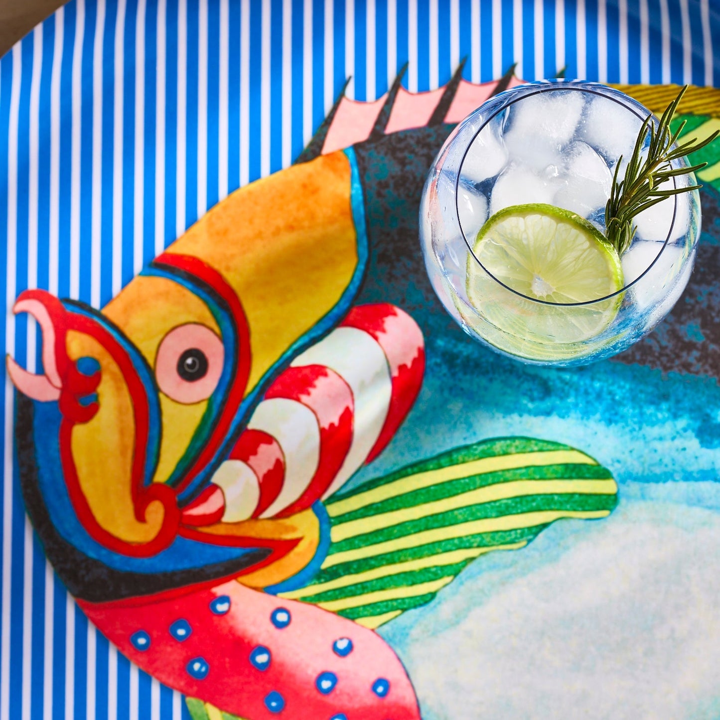  Party Fish Large Round Birchwood Tray
