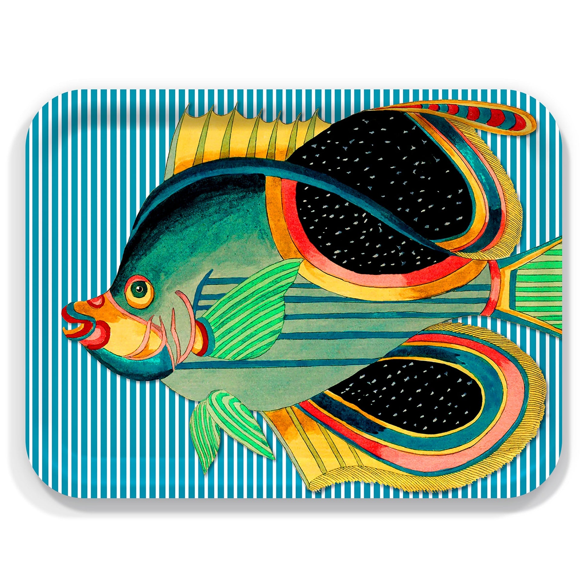  Party Fish Large Rectangular Birchwood Tray