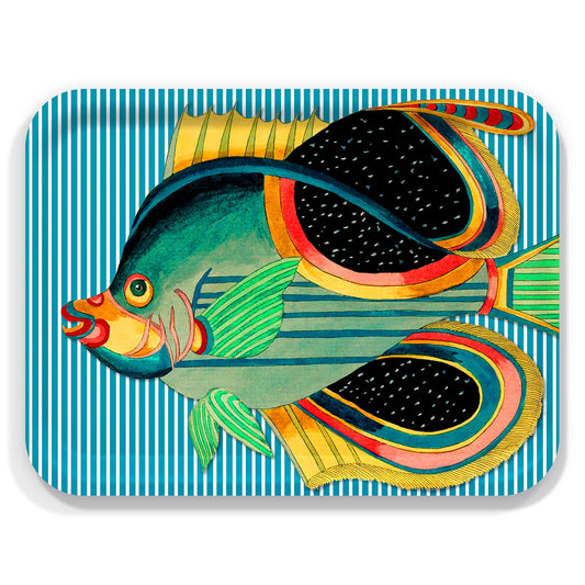  Party Fish Large Rectangular Birchwood Tray