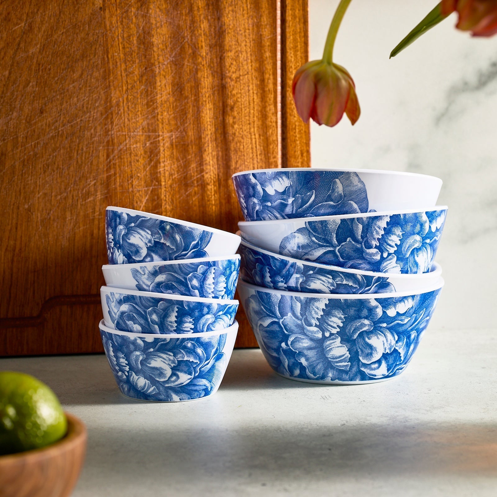  Peony Melamine Cereal Bowls, Set Of 4