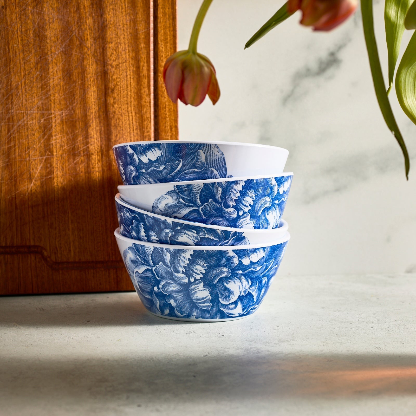  Peony Melamine Cereal Bowls, Set Of 4