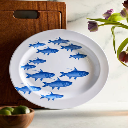  School Of Fish Melamine Oval Rimmed Platter