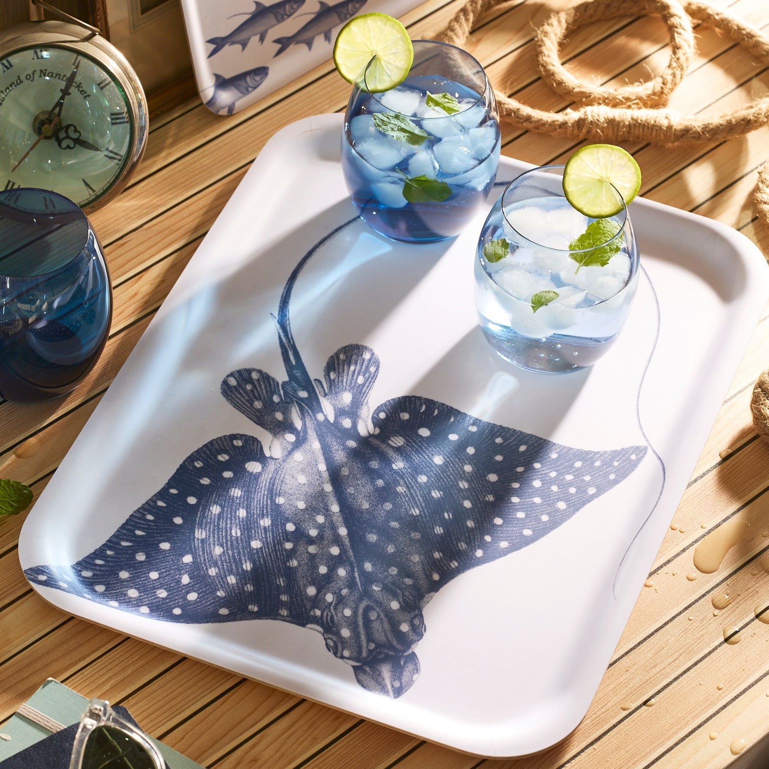  Spotted Stingray Large Rectangular Birchwood Tray