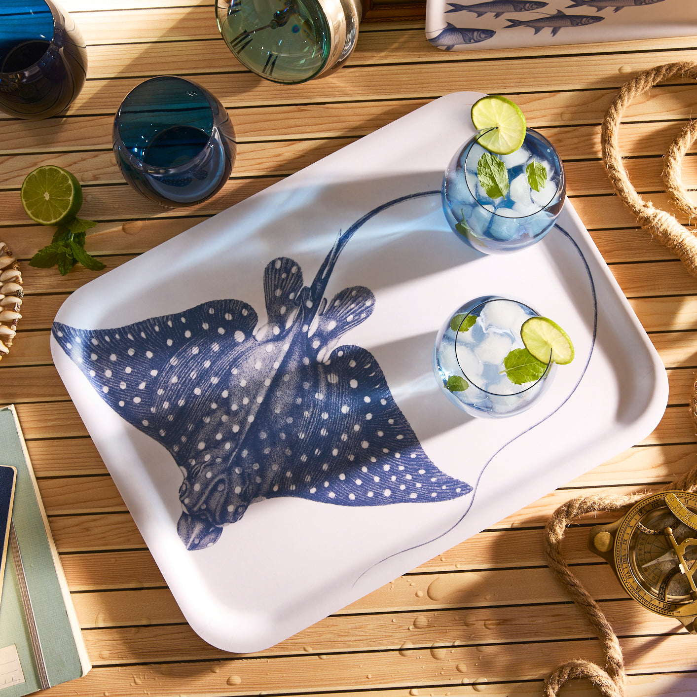  Spotted Stingray Large Rectangular Birchwood Tray