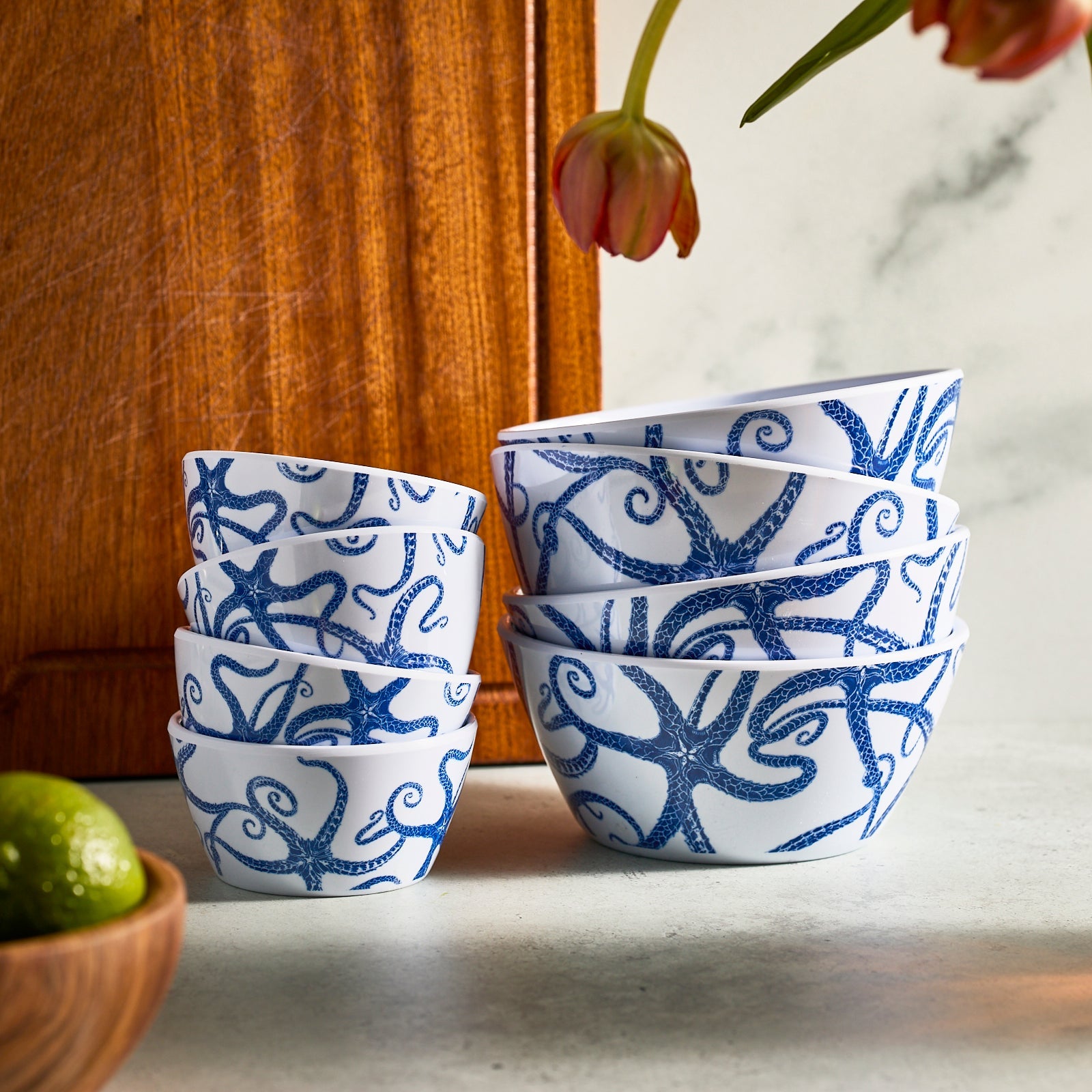  Starfish Melamine Snack Bowls, Set Of 4