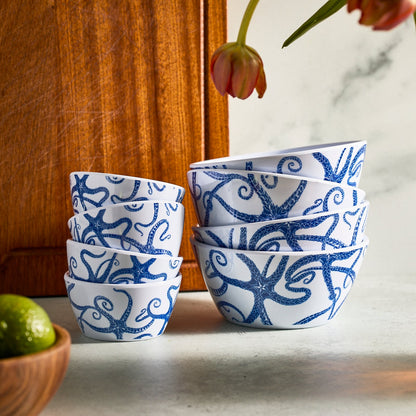  Starfish Melamine Snack Bowls, Set Of 4