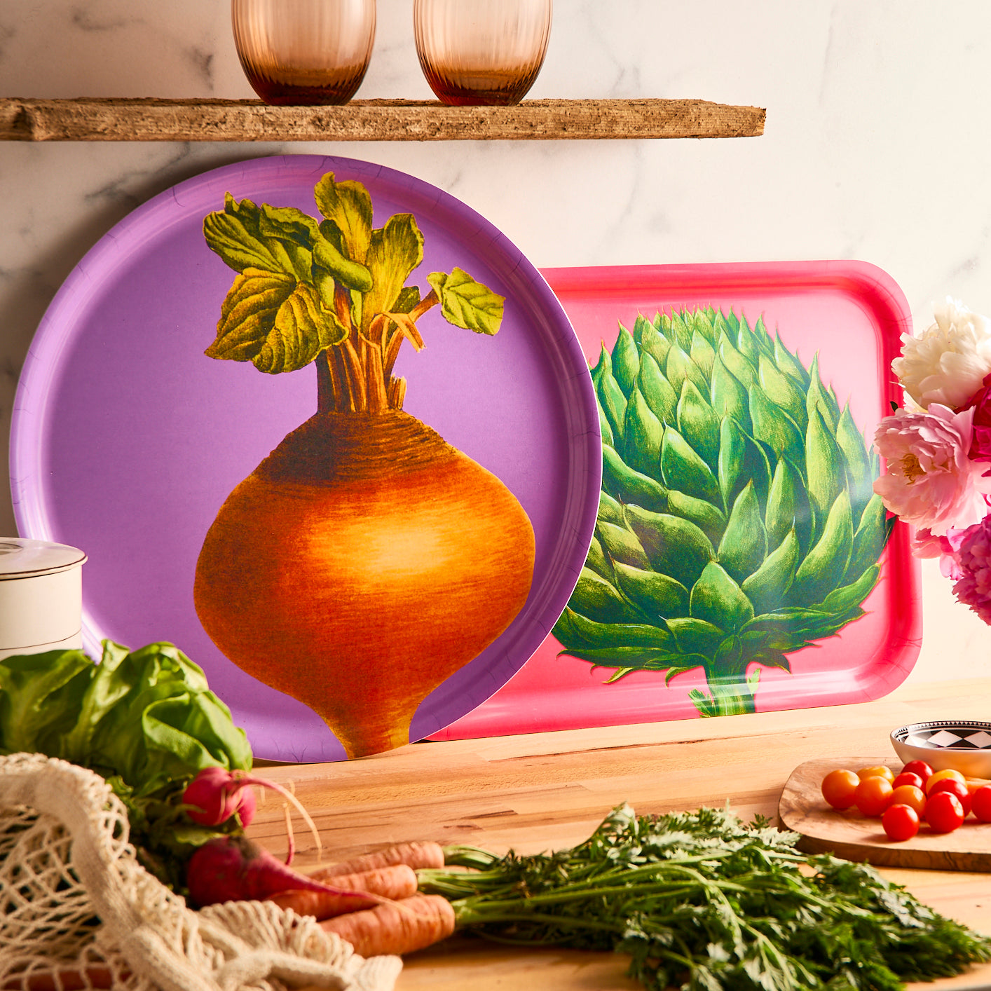  Artichoke Large Rectangular Birchwood Tray