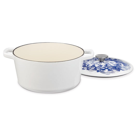  Caskata X Cuisinart Limited Edition Peony Enameled Cast Iron 5 Qt. Round Casserole With Lid