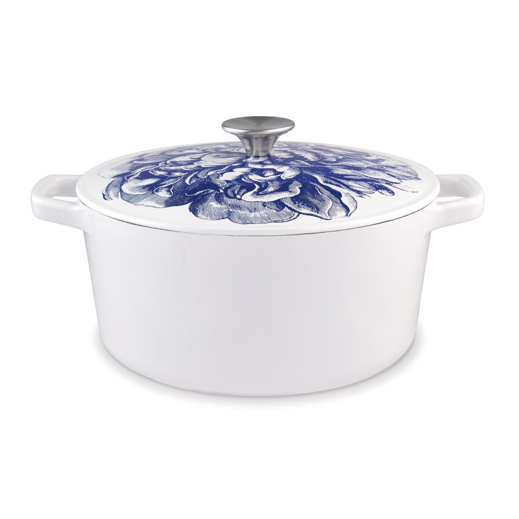  Caskata X Cuisinart Limited Edition Peony Enameled Cast Iron 5 Qt. Round Casserole With Lid