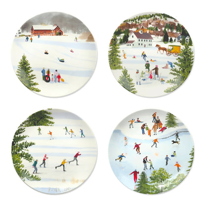  Caskata X Felix Doolittle Winter Wonderland Plates, Set Of 4