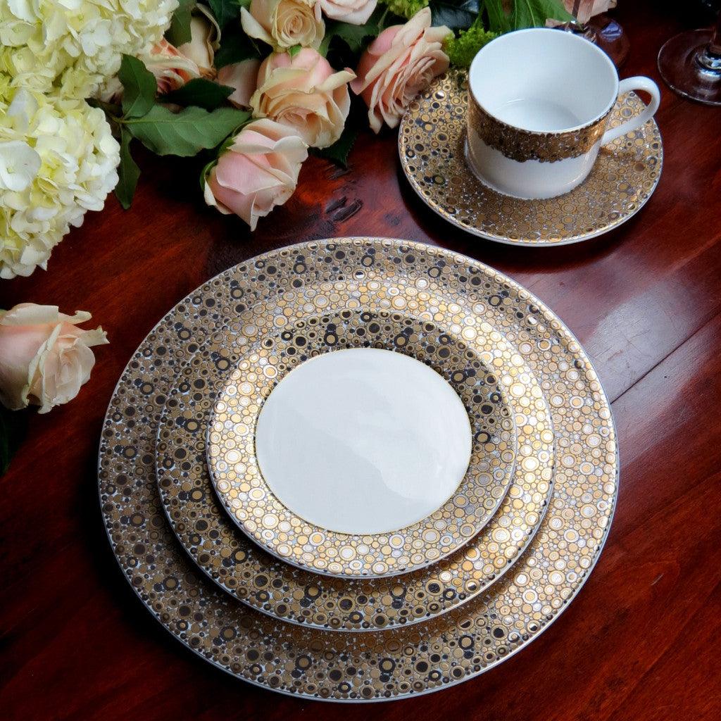  Ellington Shimmer Gold & Platinum Cup & Saucer Set Of 4