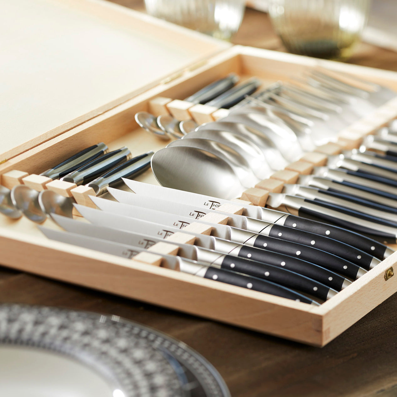  Goyon-Chazeau Black Paperstone Flatware Boxed 24-Piece Set