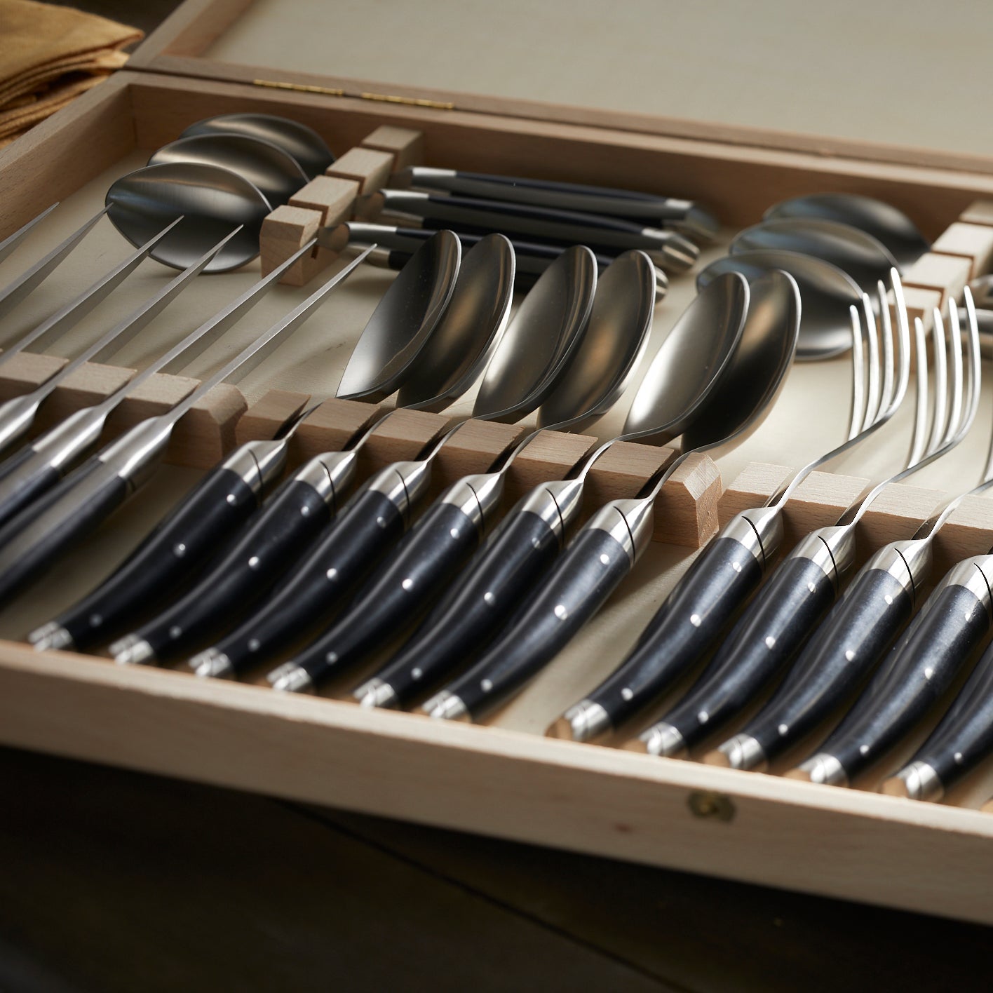  Goyon-Chazeau Black Paperstone Flatware Boxed 24-Piece Set