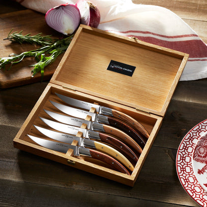  Goyon-Chazeau Styl'ver Mixed Wood Steak Knives Boxed Set/6