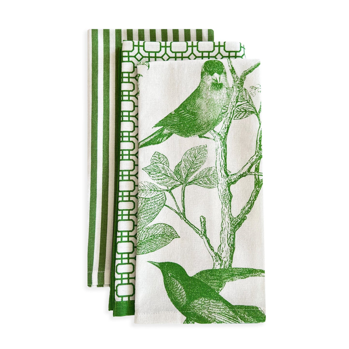  Pinstripe Dinner Napkins In Green Set/4