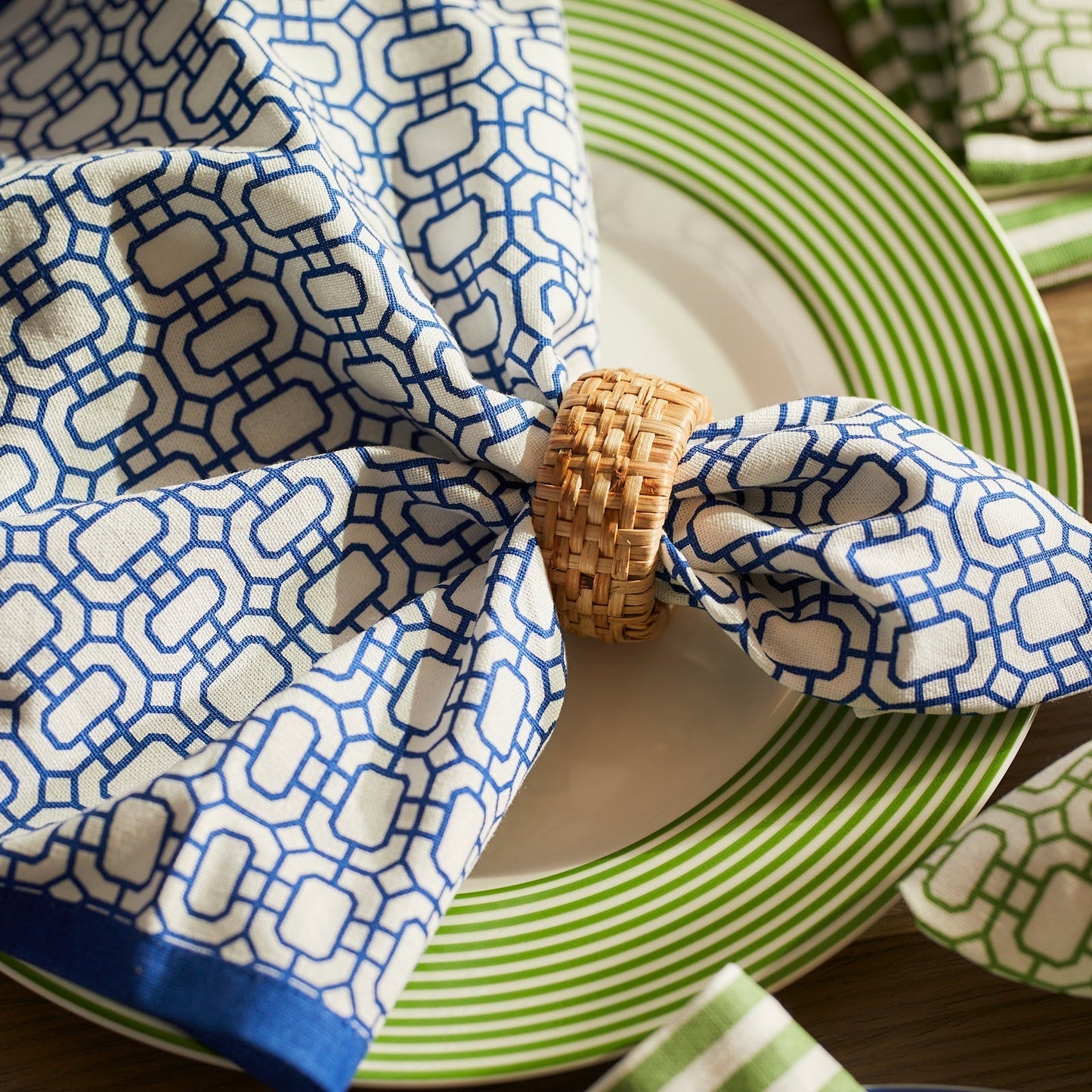  Newport Garden Gate Dinner Napkins In Blue Set/4