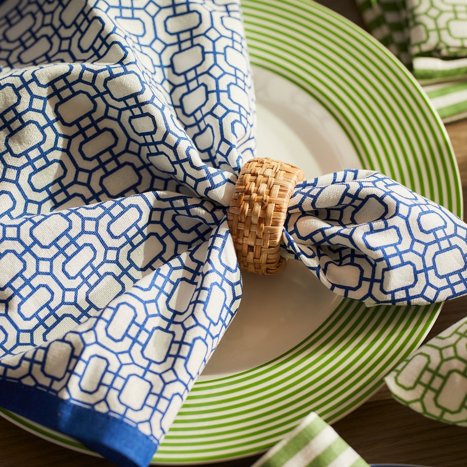  Newport Garden Gate Dinner Napkins In Blue Set/4