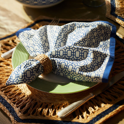  Newport Garden Gate Dinner Napkins In Blue Set/4