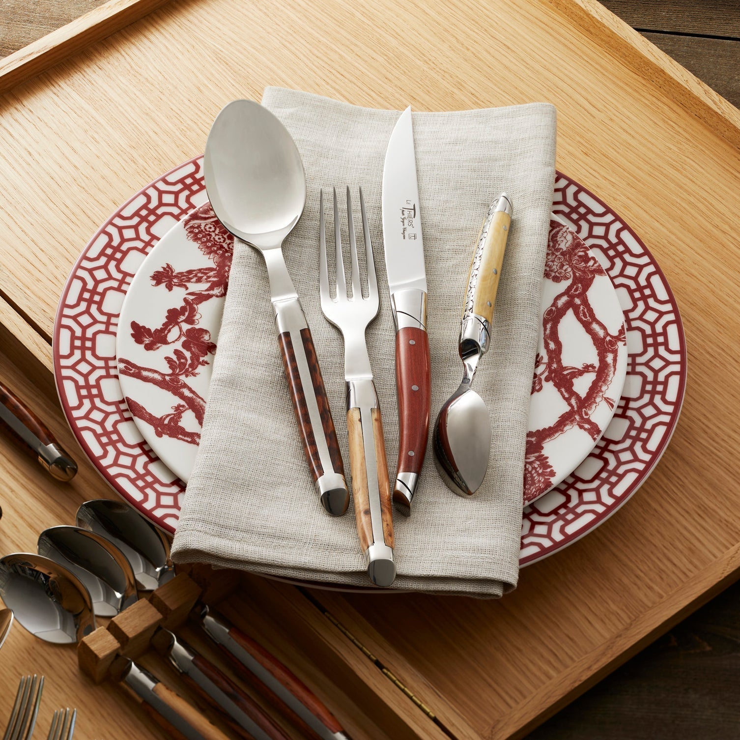  Goyon-Chazeau Mixed Wood Flatware Boxed 24-Piece Set