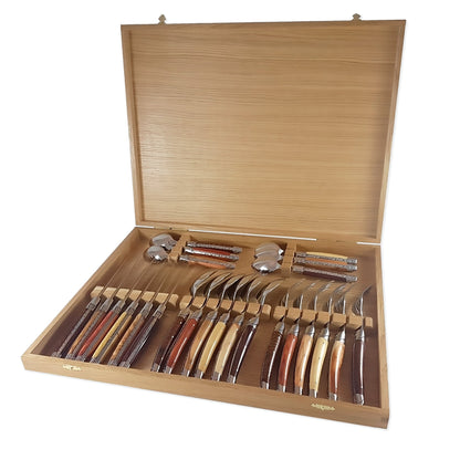  Goyon-Chazeau Mixed Wood Flatware Boxed 24-Piece Set