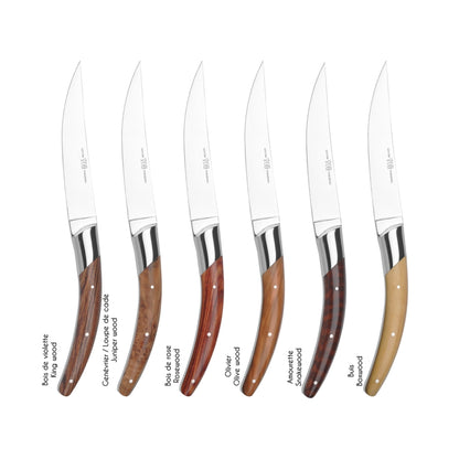  Goyon-Chazeau Styl'ver Mixed Wood Steak Knives Boxed Set/6