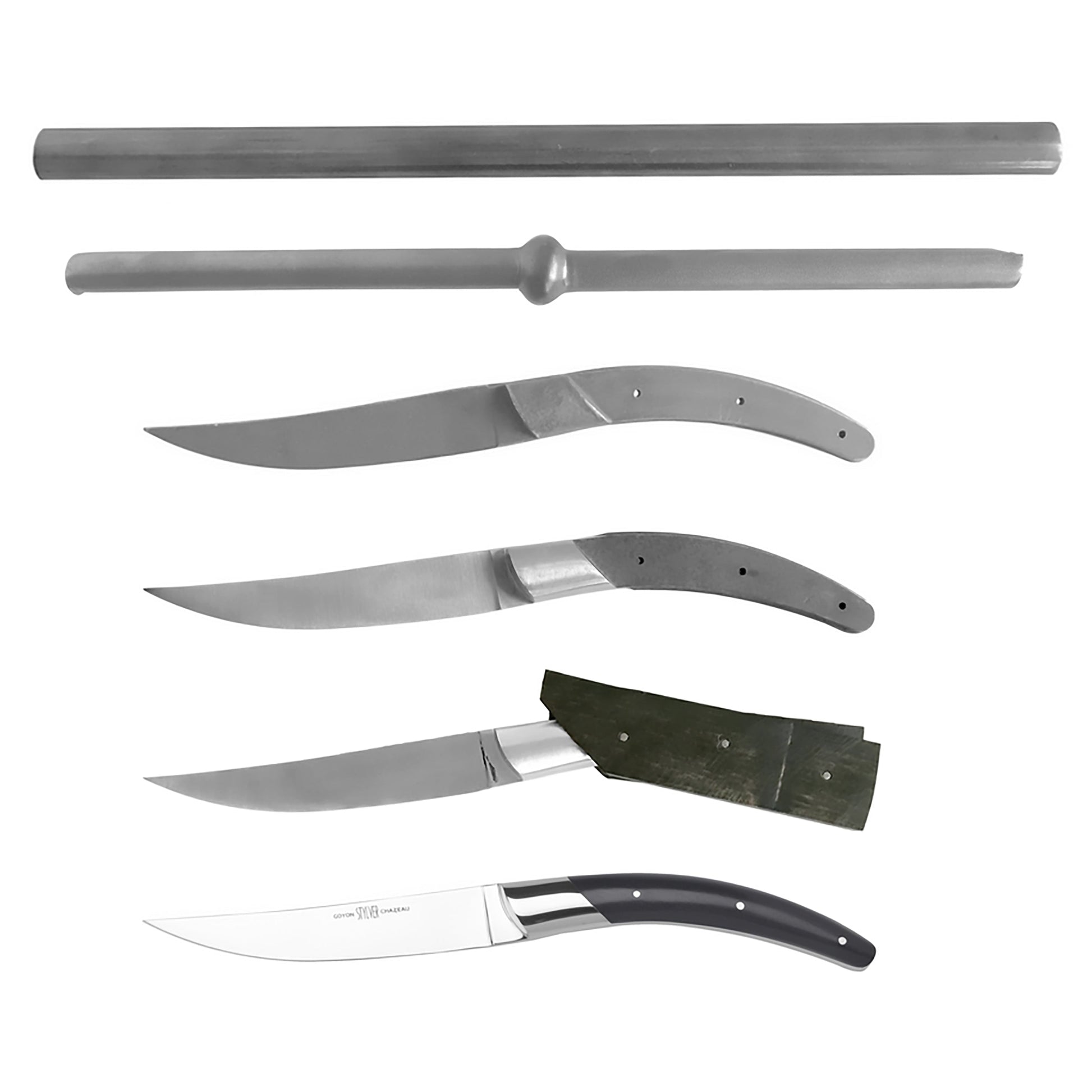  Goyon-Chazeau Styl'ver Mixed Wood Steak Knives Boxed Set/6
